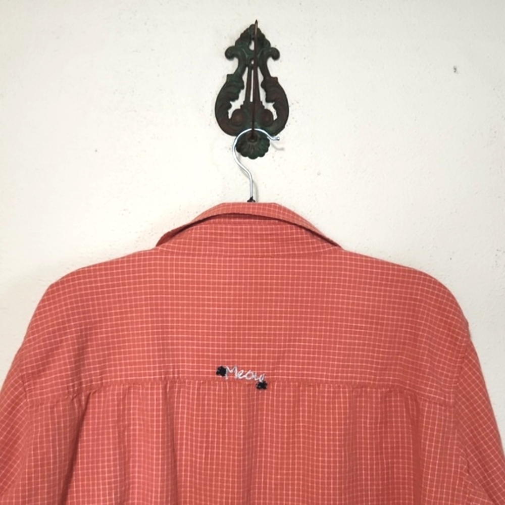 Vintage Bobbie Brooks Orange Gingham Cat Lady Button Up Shirt 26W/28W - Picture 4 of 16
